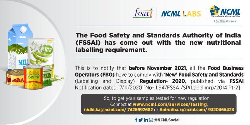 This is to announce that before Nov 2021, all #FoodBusiness Operators (#FBO) have to comply with ‘New’ Food Safety & Standards (#Labelling & Display) Regulation- 2020.